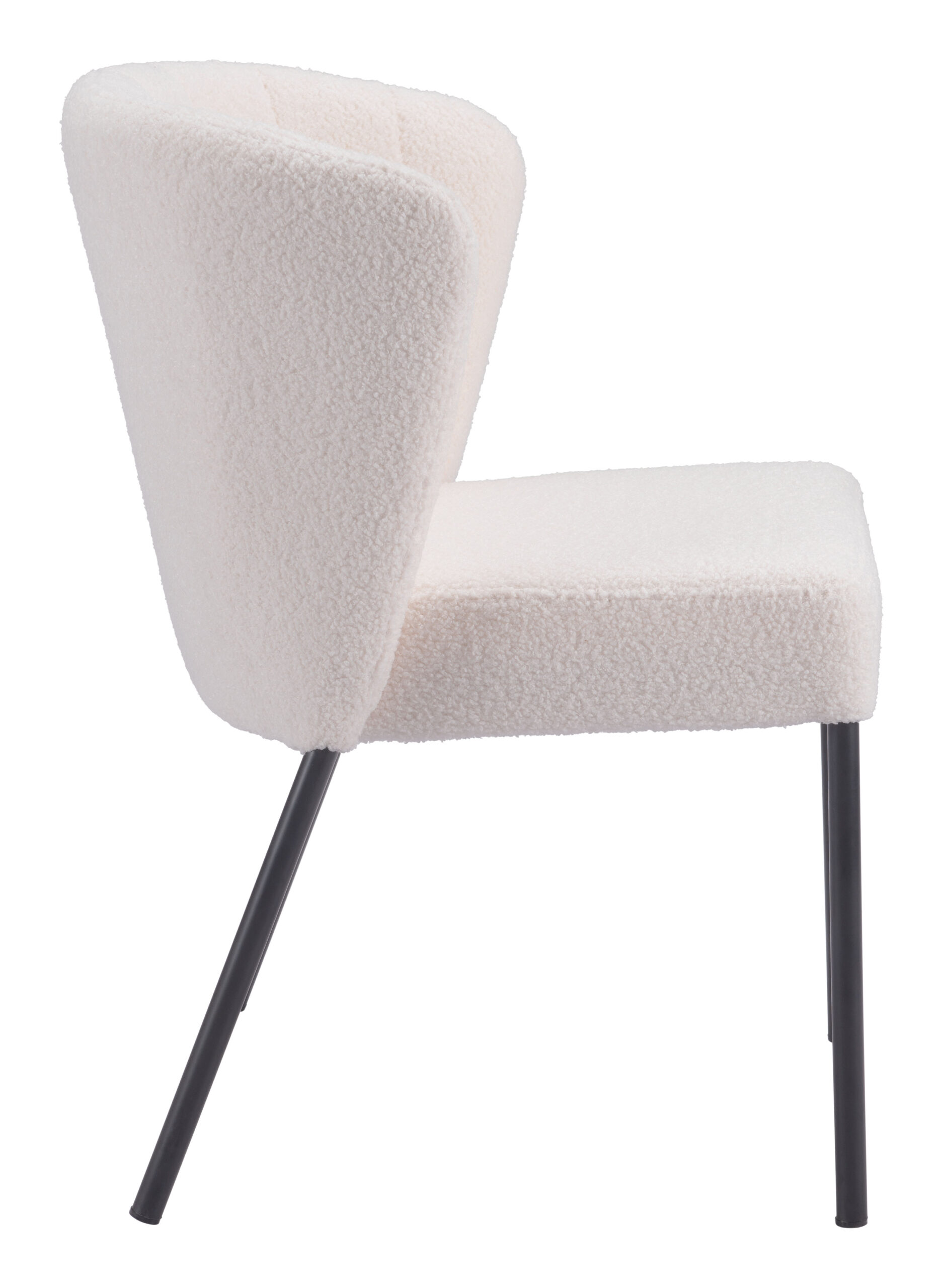 Cream Shearling Style Mid-Century Modern Stackable Dining Chair (Set of 2) 14 Cream Shearling Style Mid-Century Modern Stackable Dining Chair (Set of 2)