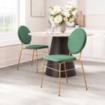 Green Velvet Counter Stool with Gold Legs and Footrest (Set of 2) 10 Green Velvet Counter Stool with Gold Legs and Footrest (Set of 2)