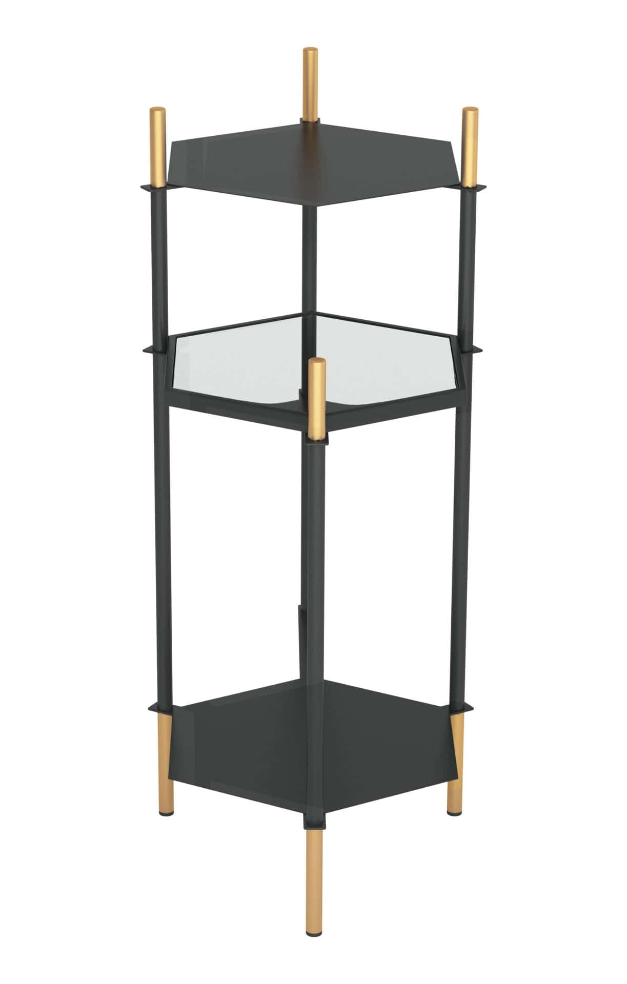 Hexagonal Black and Gold Side Table with Triple Storage Space 4 Hexagonal Black and Gold Side Table with Triple Storage Space - Image 4