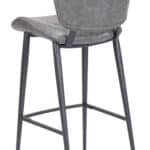 Vintage Gray Faux Leather Barstool with Tufted Seat and Steel Frame