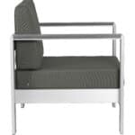 Modern Outdoor Armchair with Aluminum Frame and Gray Cushions