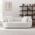 Cream Boucle Modern Sofa with Removable Legs and Comfort