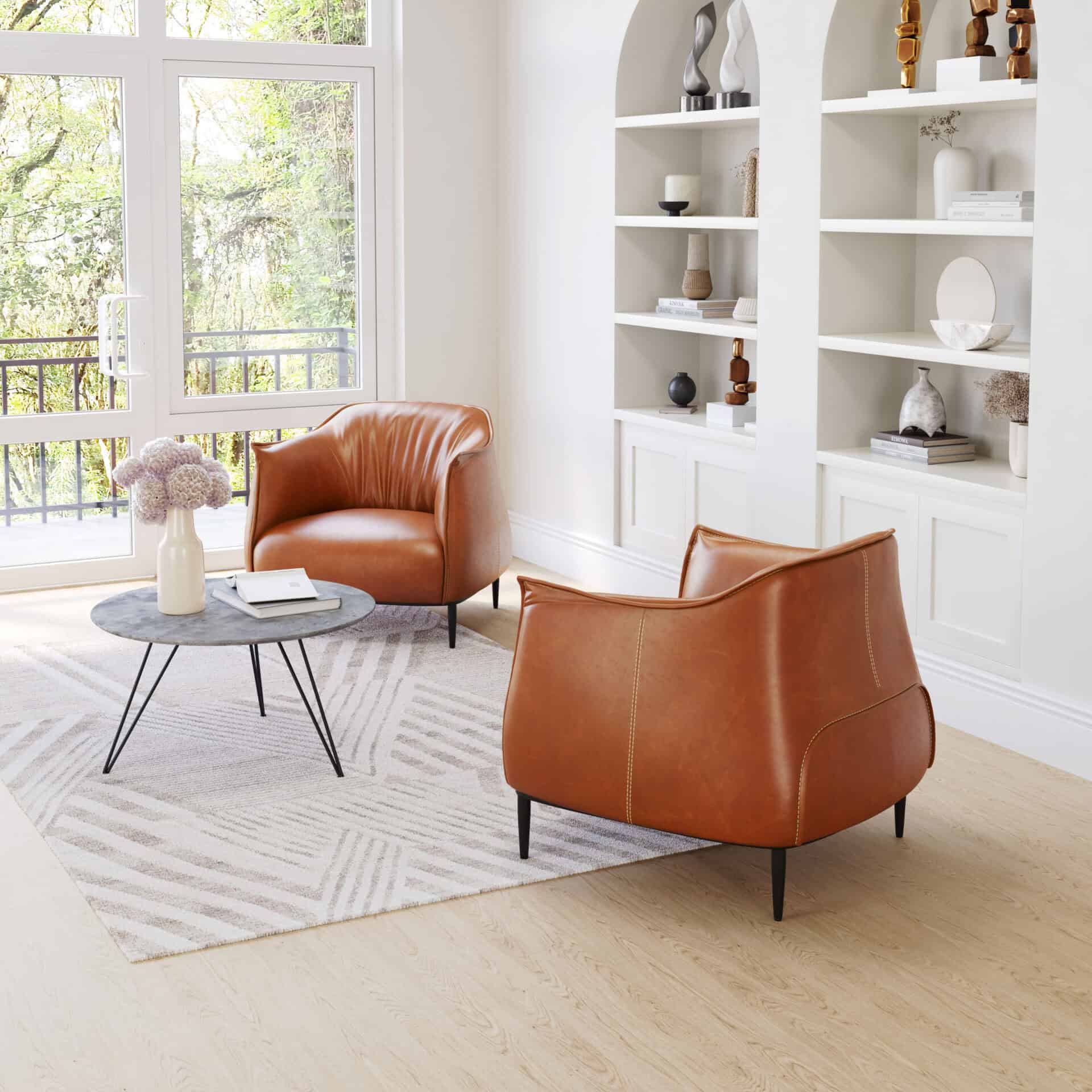 Coffee Brown Faux Leather Accent Chair with Wood and Steel Legs 2 Coffee Brown Faux Leather Accent Chair with Wood and Steel Legs - Image 2
