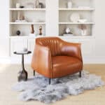 Coffee Brown Faux Leather Accent Chair with Wood and Steel Legs 10 Coffee Brown Faux Leather Accent Chair with Wood and Steel Legs