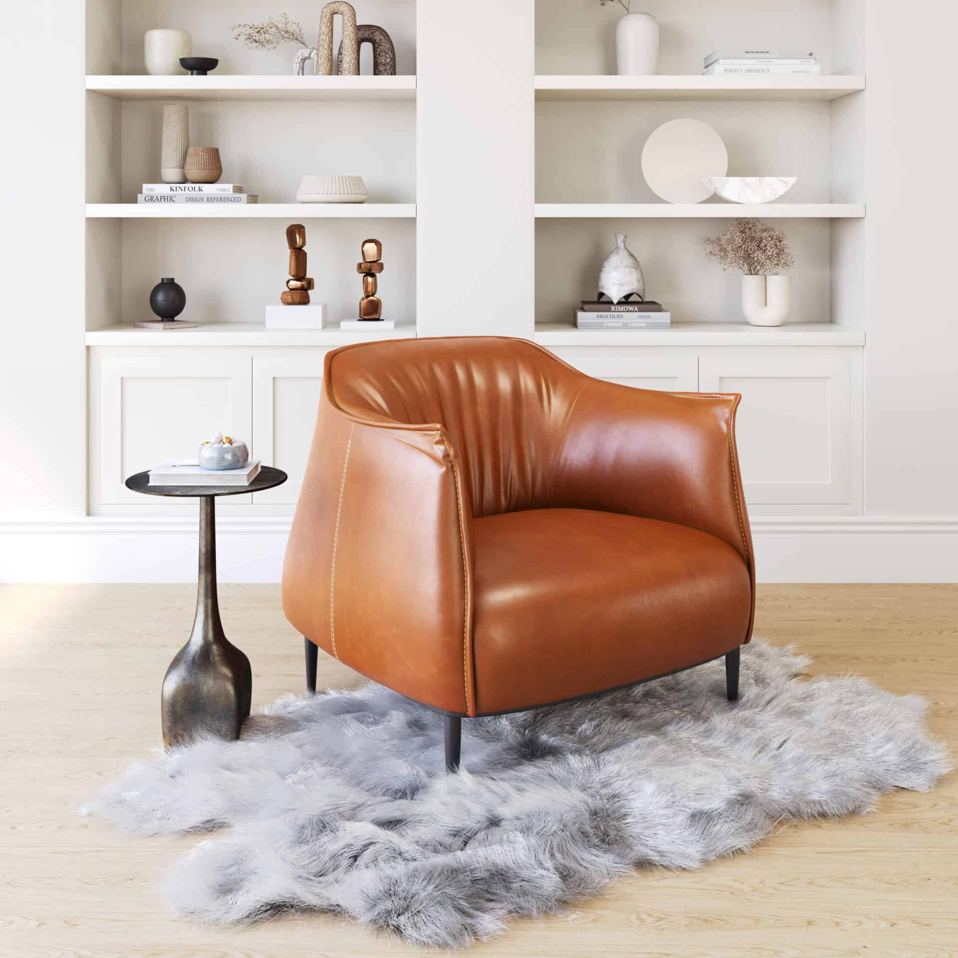 Coffee Brown Faux Leather Accent Chair with Wood and Steel Legs 1 Coffee Brown Faux Leather Accent Chair with Wood and Steel Legs
