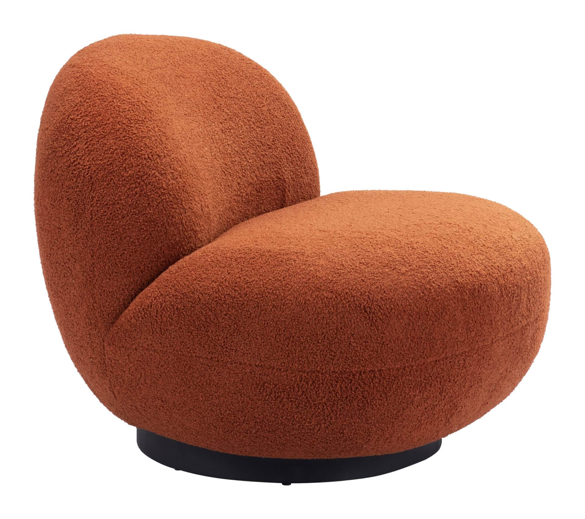 Burnt Orange Shearling Accent Chair with Modern Powder-Coated Legs 9 Burnt Orange Shearling Accent Chair with Modern Powder-Coated Legs - Image 9