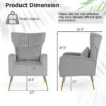 Velvet Wingback Chair with Lumbar Pillow and Gold Legs