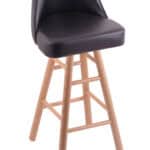 Grizzly 24-Inch Swivel Bar Stool with Natural Finish, Smooth Oak Leg, and Rein Thatch Seat