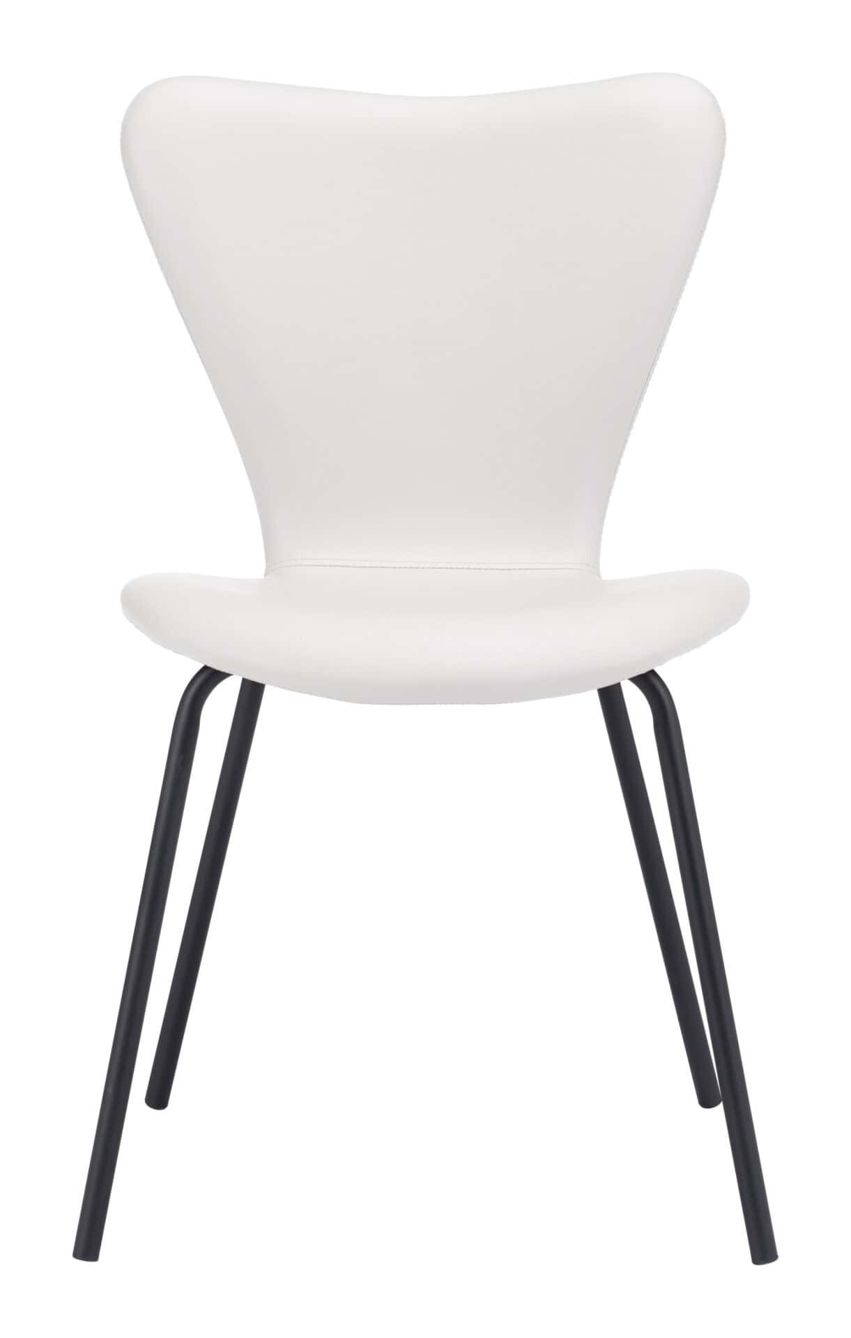 White Mid-Century Modern Faux Leather Dining Chair (Set of 2) 5 White Mid-Century Modern Faux Leather Dining Chair (Set of 2) - Image 5