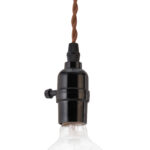 Black Plug-In Ceiling Lamp with Braided Wire and Adjustable Hanging
