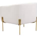 Modern Ivory Lounge Chair with Gold Frame, Armrest Support 13 Modern Ivory Lounge Chair with Gold Frame, Armrest Support