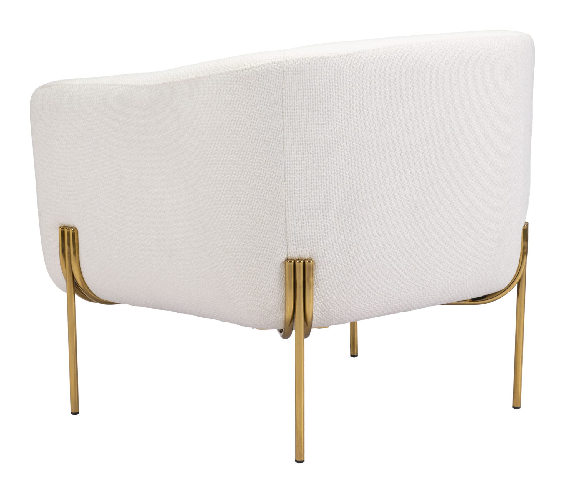 Modern Ivory Lounge Chair with Gold Frame, Armrest Support 6 Modern Ivory Lounge Chair with Gold Frame, Armrest Support - Image 6