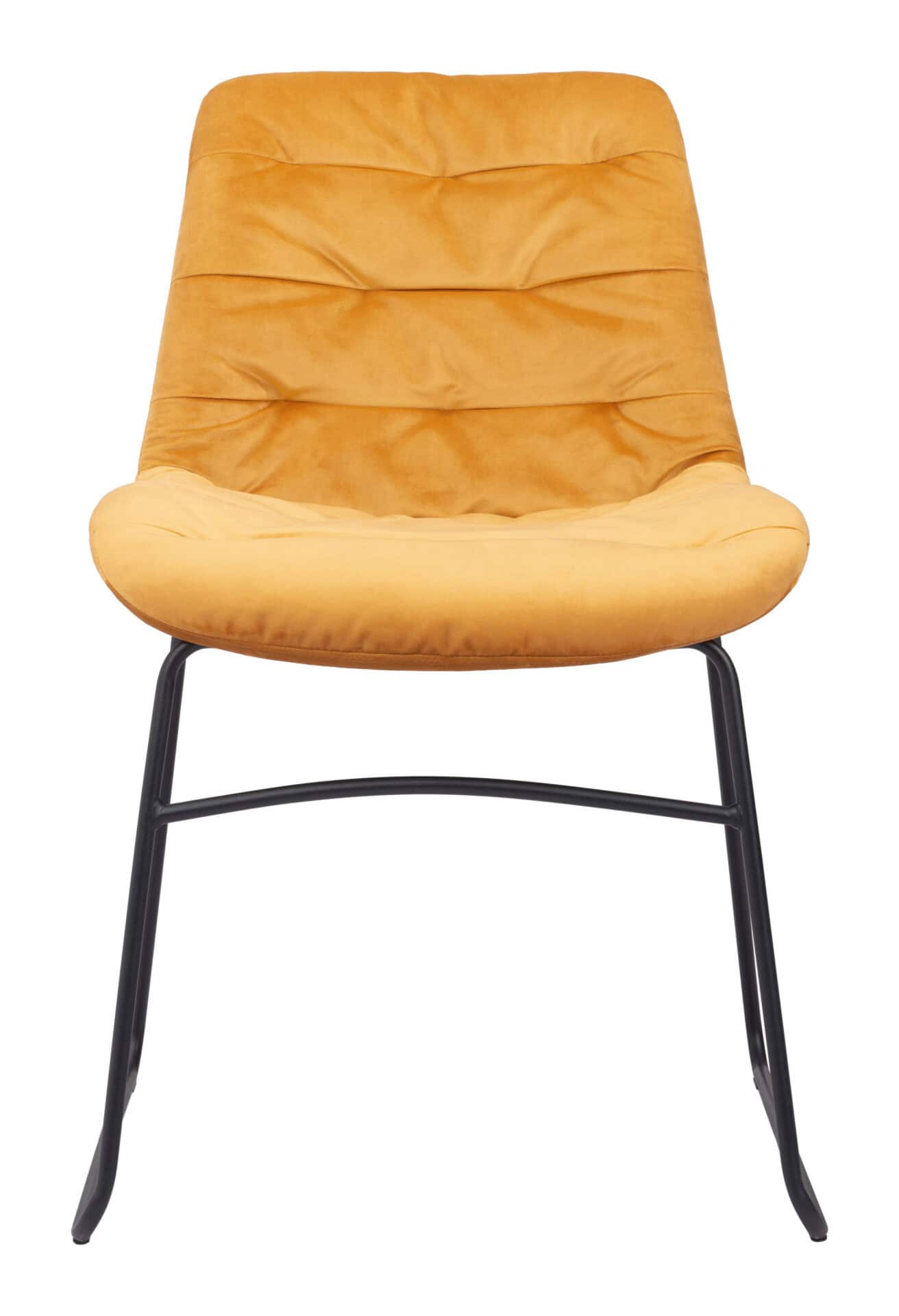 Yellow Velvet Dining Chair with Steel Frame (Set of 2) 5 Yellow Velvet Dining Chair with Steel Frame (Set of 2) - Image 5
