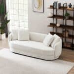 Cream Boucle Modern Sofa with Removable Legs and Comfort