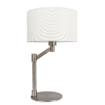 White Brushed Nickel Table Lamp with Curved Base and Shade