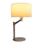 White Brushed Nickel Table Lamp with Curved Base and Shade