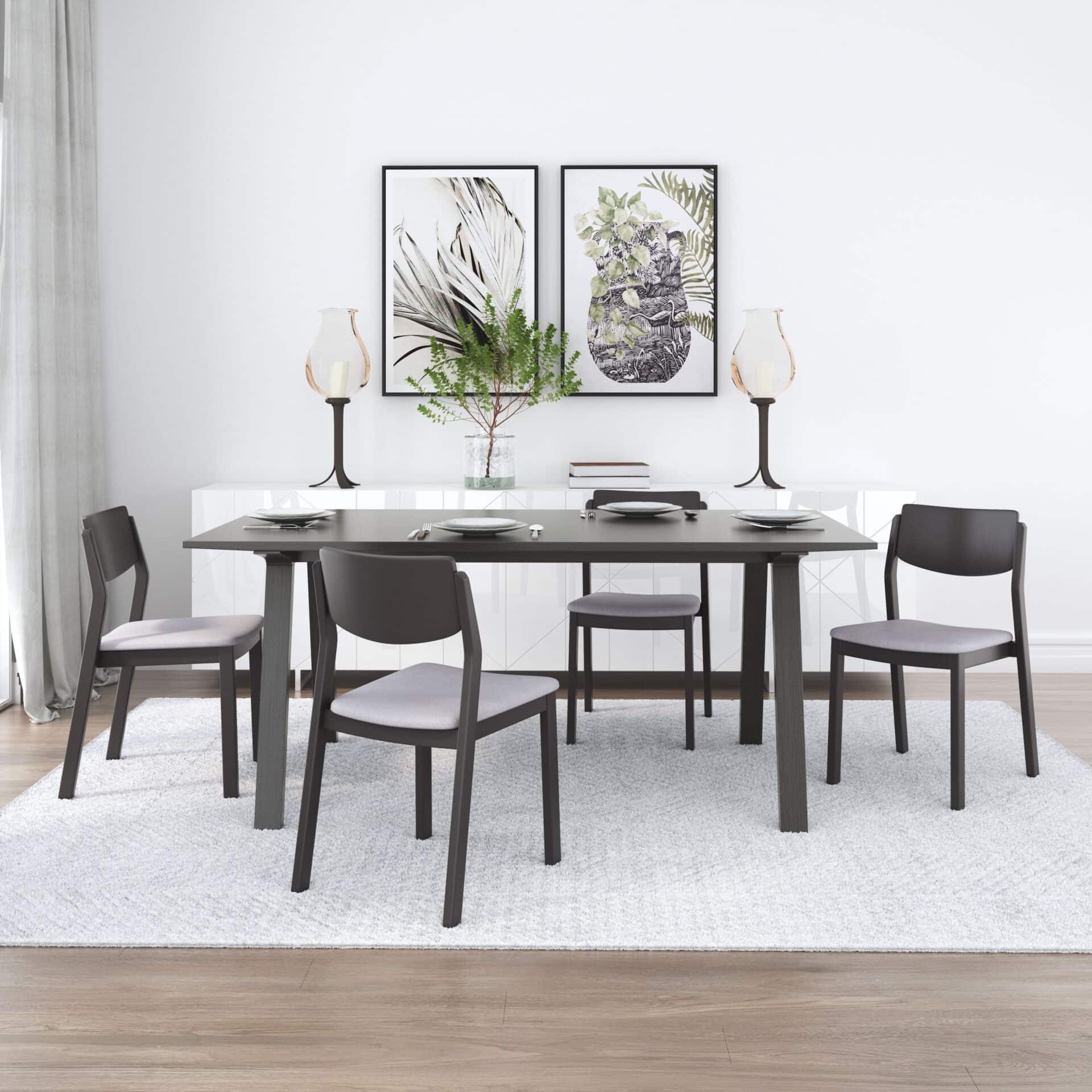 Mid-Century Modern Gray and Black Dining Chairs (Set of 2) 2 Mid-Century Modern Gray and Black Dining Chairs (Set of 2) - Image 2