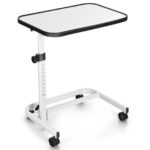 Adjustable Rolling Side Table with Tilting Top and Wheels