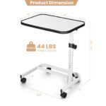Adjustable Rolling Side Table with Tilting Top and Wheels