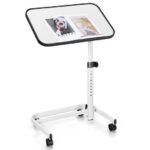 Adjustable Rolling Side Table with Tilting Top and Wheels