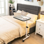 Adjustable Rolling Side Table with Tilting Top and Wheels