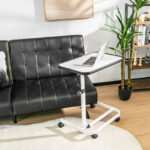 Adjustable Rolling Side Table with Tilting Top and Wheels