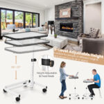 Adjustable Rolling Side Table with Tilting Top and Wheels
