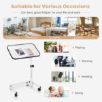 Adjustable Rolling Side Table with Tilting Top and Wheels