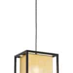 Gold and Black Ceiling Lamp with Steel Frame and Perforated Shade