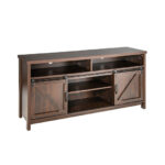 Farmhouse Sliding Barn Door TV Stand with Adjustable Shelves