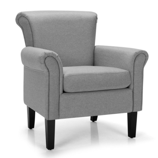 Light Gray Upholstered Accent Chair with Adjustable Foot Pads 3 Light Gray Upholstered Accent Chair with Adjustable Foot Pads - Image 3