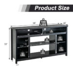 Black 58 Inch TV Stand with Adjustable Shelves and Storage 11 Black 58 Inch TV Stand with Adjustable Shelves and Storage