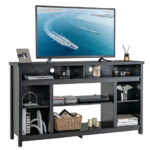 Black 58 Inch TV Stand with Adjustable Shelves and Storage 10 Black 58 Inch TV Stand with Adjustable Shelves and Storage