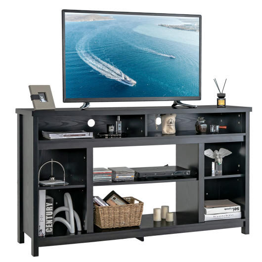 Black 58 Inch TV Stand with Adjustable Shelves and Storage 3 Black 58 Inch TV Stand with Adjustable Shelves and Storage - Image 3