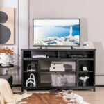 Black 58 Inch TV Stand with Adjustable Shelves and Storage 9 Black 58 Inch TV Stand with Adjustable Shelves and Storage