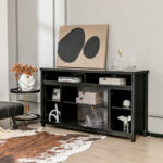Black 58 Inch TV Stand with Adjustable Shelves and Storage 8 Black 58 Inch TV Stand with Adjustable Shelves and Storage
