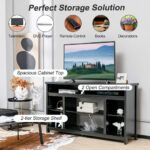 Black 58 Inch TV Stand with Adjustable Shelves and Storage 14 Black 58 Inch TV Stand with Adjustable Shelves and Storage