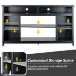 Black 58 Inch TV Stand with Adjustable Shelves and Storage 13 Black 58 Inch TV Stand with Adjustable Shelves and Storage