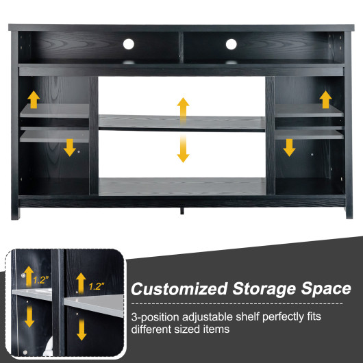 Black 58 Inch TV Stand with Adjustable Shelves and Storage 6 Black 58 Inch TV Stand with Adjustable Shelves and Storage - Image 6