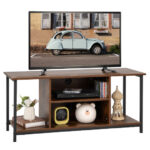 Industrial Rustic TV Stand with Adjustable Shelf and Cable Holes 10 Industrial Rustic TV Stand with Adjustable Shelf and Cable Holes