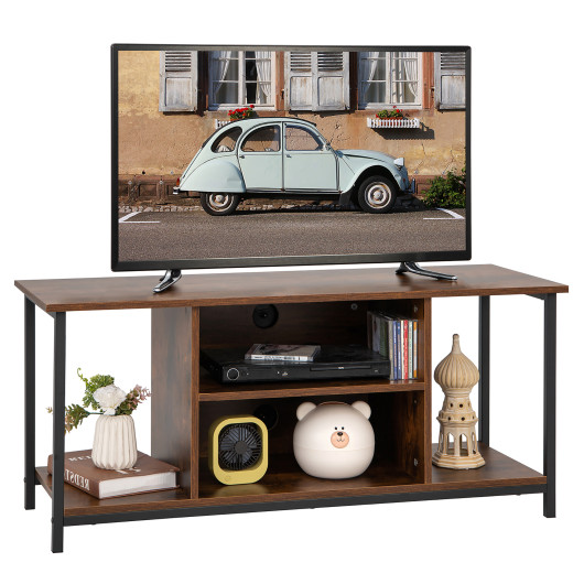 Industrial Rustic TV Stand with Adjustable Shelf and Cable Holes 3 Industrial Rustic TV Stand with Adjustable Shelf and Cable Holes - Image 3
