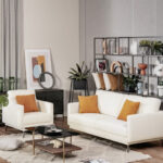 Modern Upholstered Accent Chair with Detachable Cushion and Metal Legs