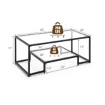 Modern 2-Tier Glass Coffee Table with Steel Frame