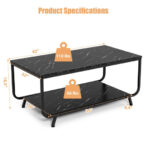 Modern Black Faux Marble Coffee Table with Storage Shelf 11 Modern Black Faux Marble Coffee Table with Storage Shelf
