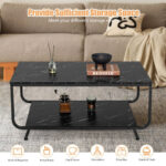 Modern Black Faux Marble Coffee Table with Storage Shelf 10 Modern Black Faux Marble Coffee Table with Storage Shelf