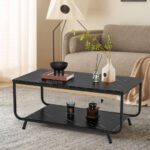 Modern Black Faux Marble Coffee Table with Storage Shelf 13 Modern Black Faux Marble Coffee Table with Storage Shelf