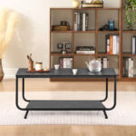 Modern Black Faux Marble Coffee Table with Storage Shelf 14 Modern Black Faux Marble Coffee Table with Storage Shelf