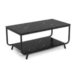Modern Black Faux Marble Coffee Table with Storage Shelf 8 Modern Black Faux Marble Coffee Table with Storage Shelf