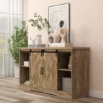Farmhouse Gray TV Stand with Sliding Barn Doors and Storage 14 Farmhouse Gray TV Stand with Sliding Barn Doors and Storage