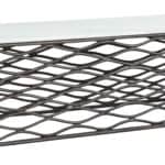 Rectangular Marble Coffee Table with Steel Frame, White & Bronze